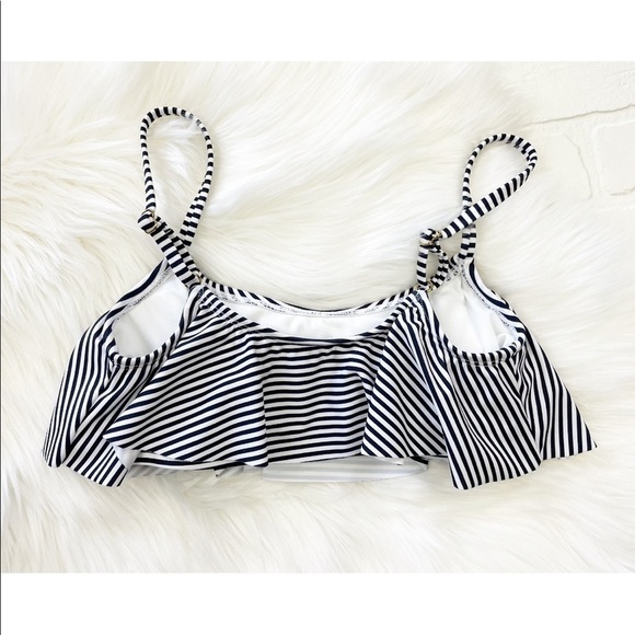 XHILARATION Striped Flounce Ruffle Bikini Top - Picture 2 of 4